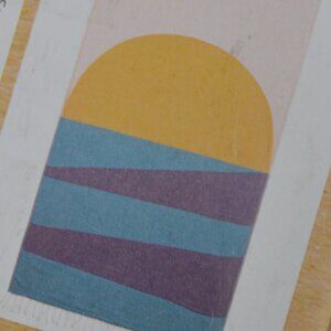 SAND CLOUD Geo Sunset BEACH TOWEL 100% Organic Cotton 37"x67" NEW